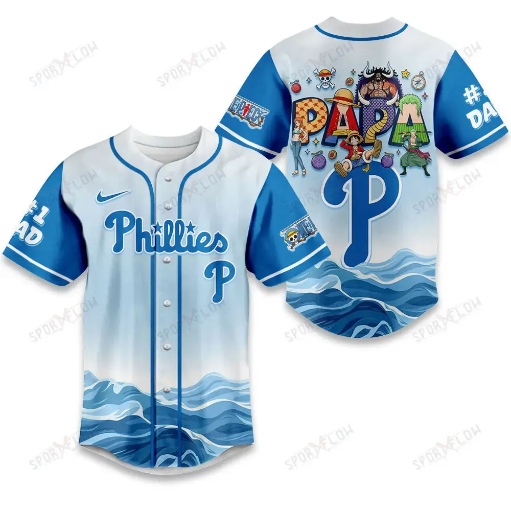 Philadelphia Phillies X One Piece Grand Line Papa Father'S Day Baseball Jersey Image