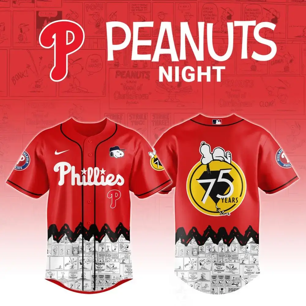 Philadelphia Phillies X Peanuts Night Custom Baseball Jersey Image
