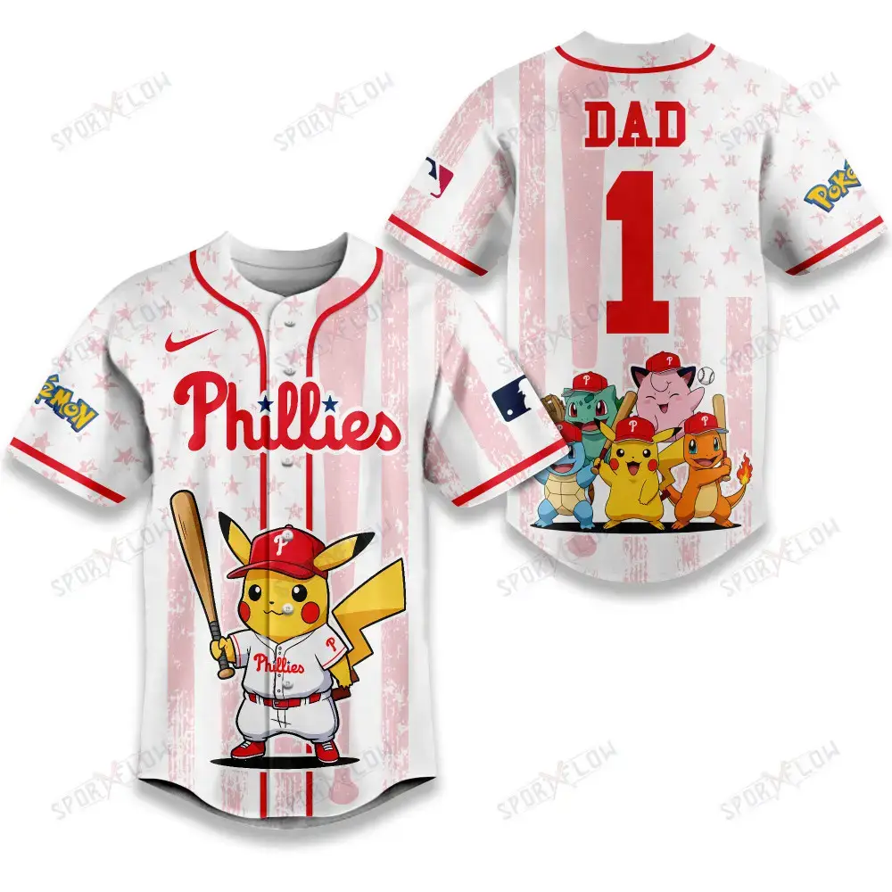 Philadelphia Phillies X Pokemon Night Dad Edition Baseball Jersey Image
