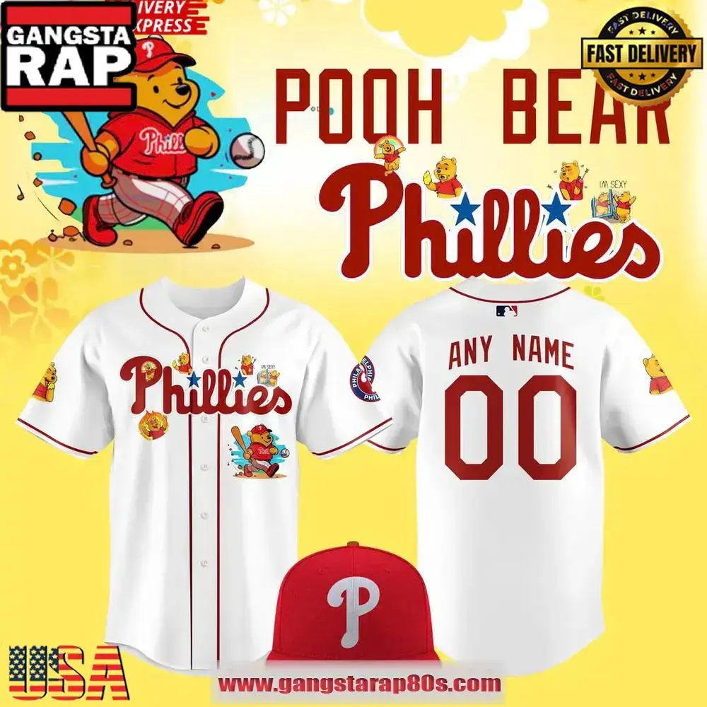 Philadelphia Phillies x Pooh Bear 2025 Custom Baseball Jersey Shirt Image