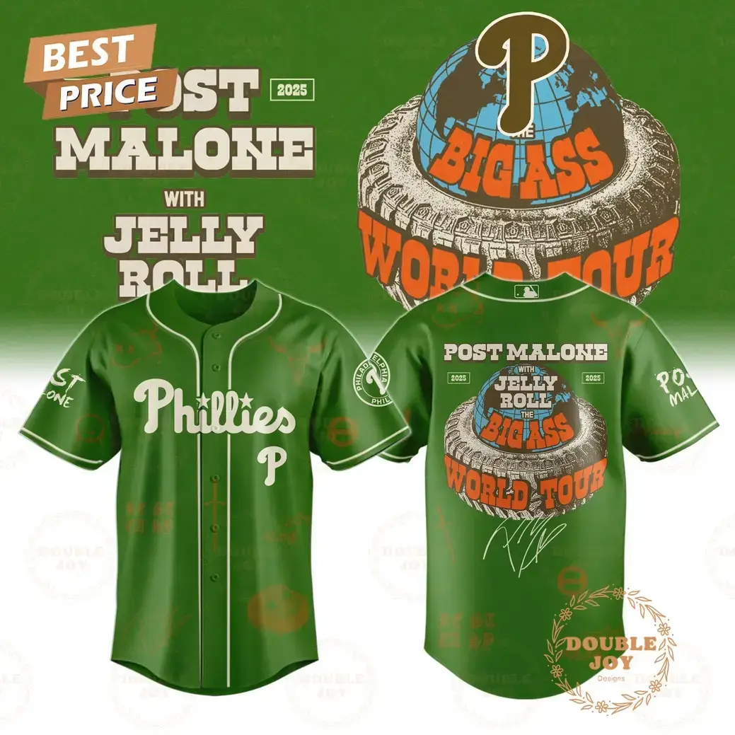 Philadelphia Phillies x Post Malone With Jelly Roll The The BIG ASS World Tour 2025 Baseball Jersey Image