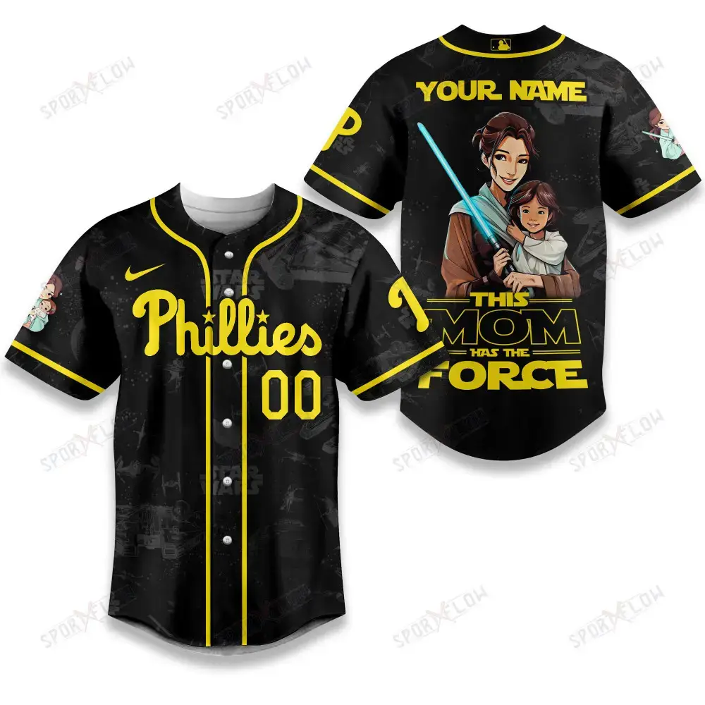 Philadelphia Phillies X Star Wars This Mom Has The Force Baseball Jersey Image