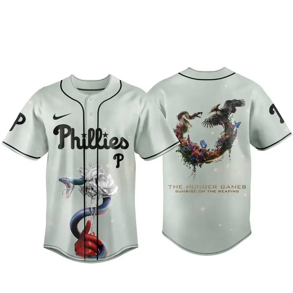 Philadelphia Phillies x The Hunger Games Sunrise on the Reaping 2026 Baseball Jersey Image
