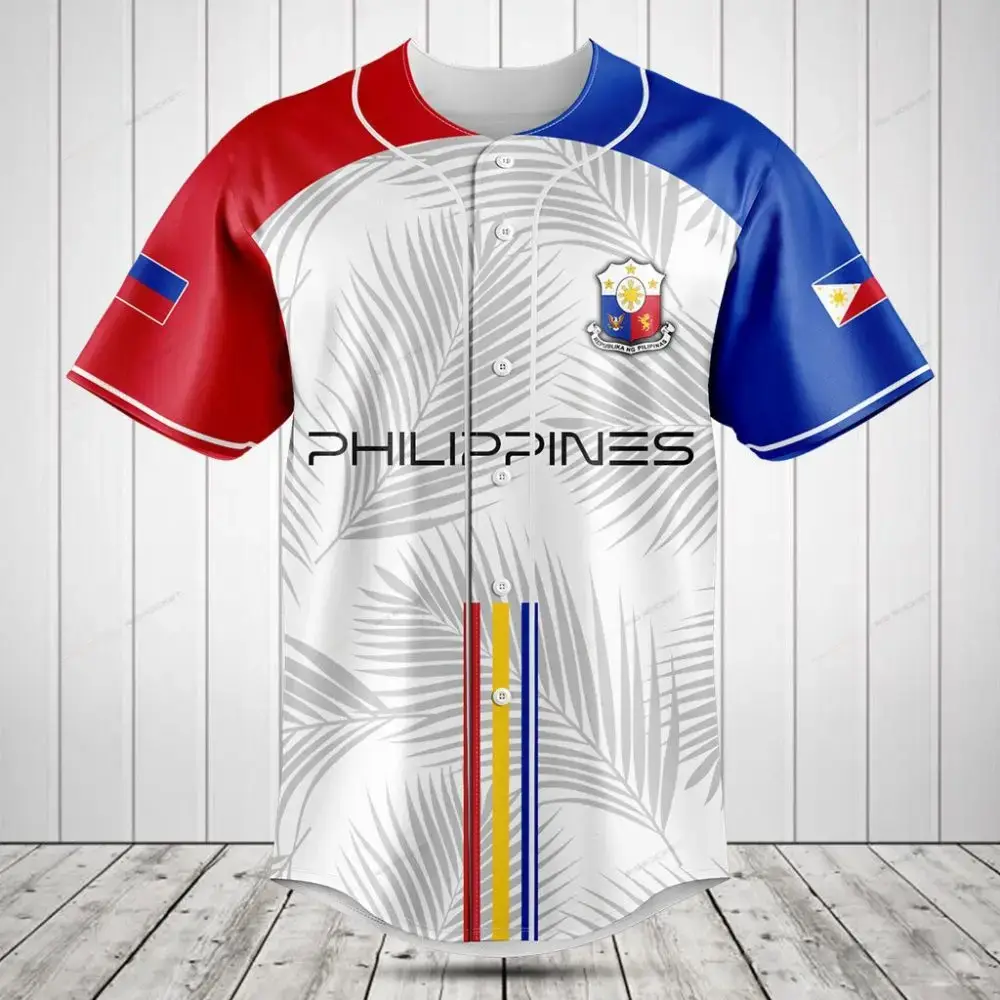 Philippines Flag Baseball Jersey - Stylish Sportswear With Tropical Design Image