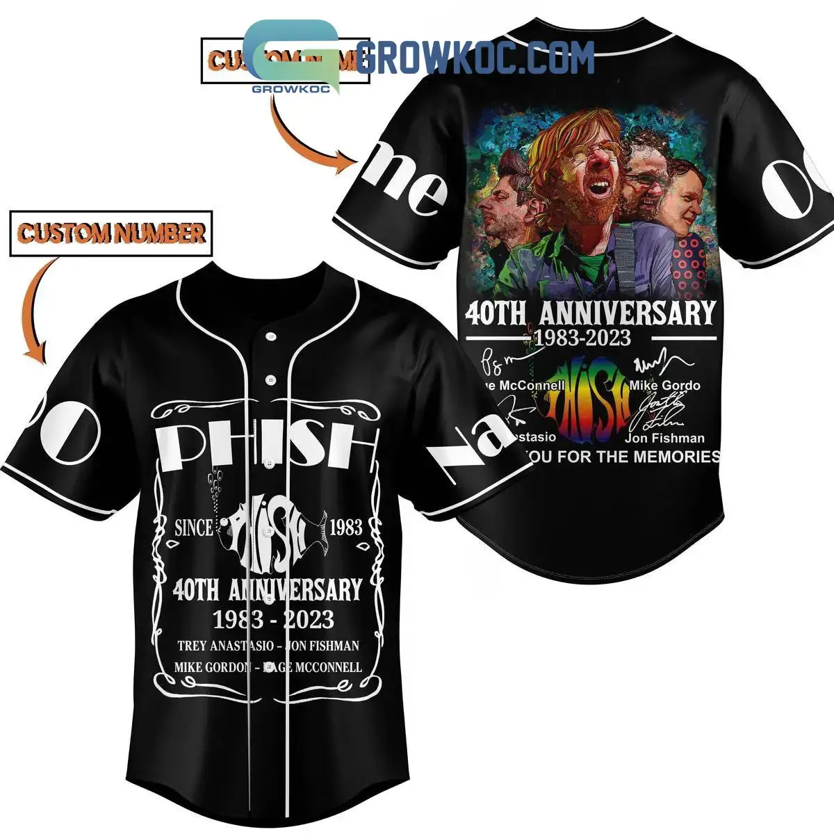 Phish 40th Anniversary 1983 2023 Memories Personalized Baseball Jersey Image