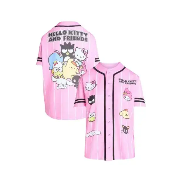 Pink Hello Kitty & Friends Baseball Jersey - Cute Anime Shirt For Kids & Adults Image