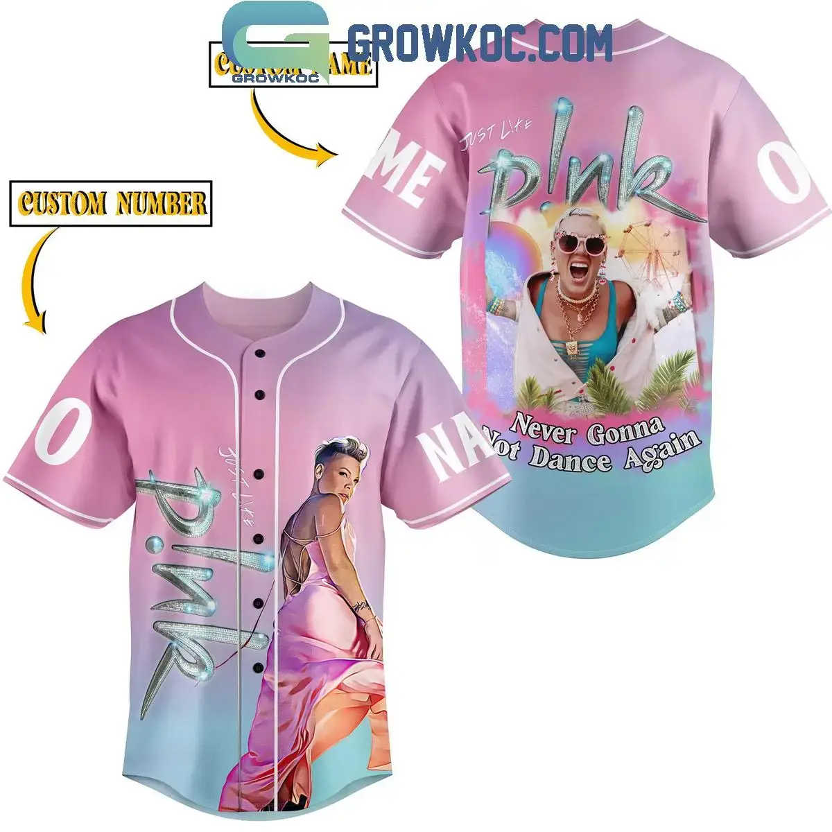 Pink Never Gonna Not Dance Again Personalized Baseball Jersey Image