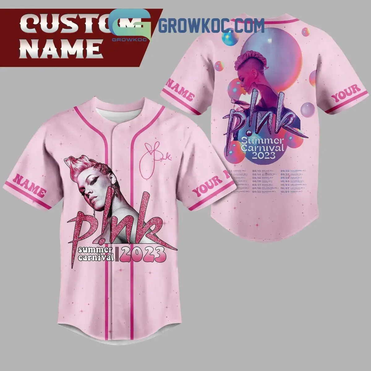 Pink Summer Carnival 2023 Personalized Pink Design Baseball Jersey Image