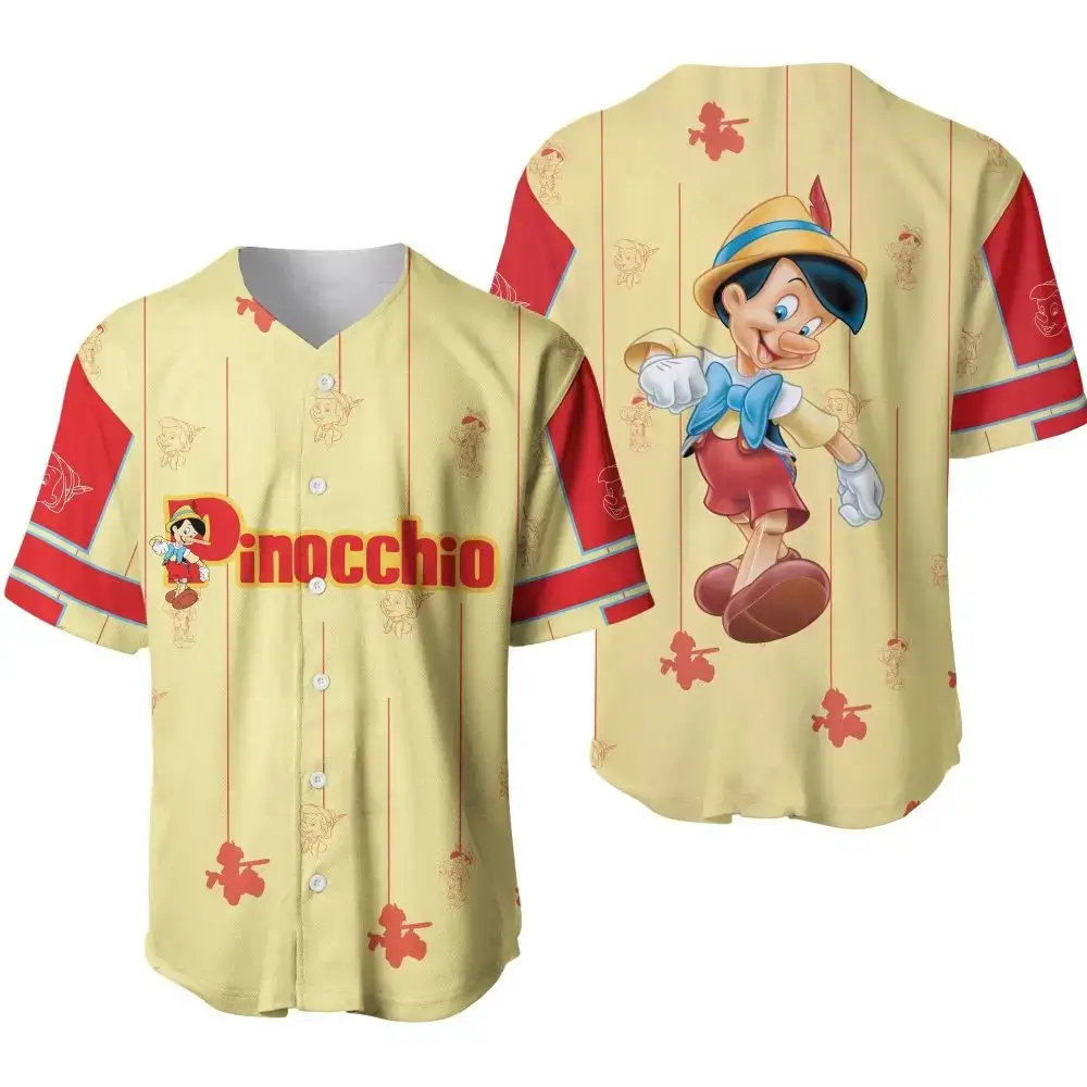 Pinocchio Baseball Jersey - Vintage Cartoon Design, Unisex Casual Wear Image