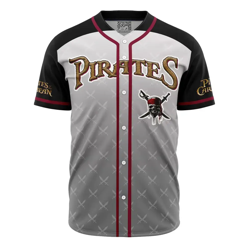 Pirate-Themed Baseball Jersey – Stylish Black & Gray Design – Perfect Gift For Fans! Image
