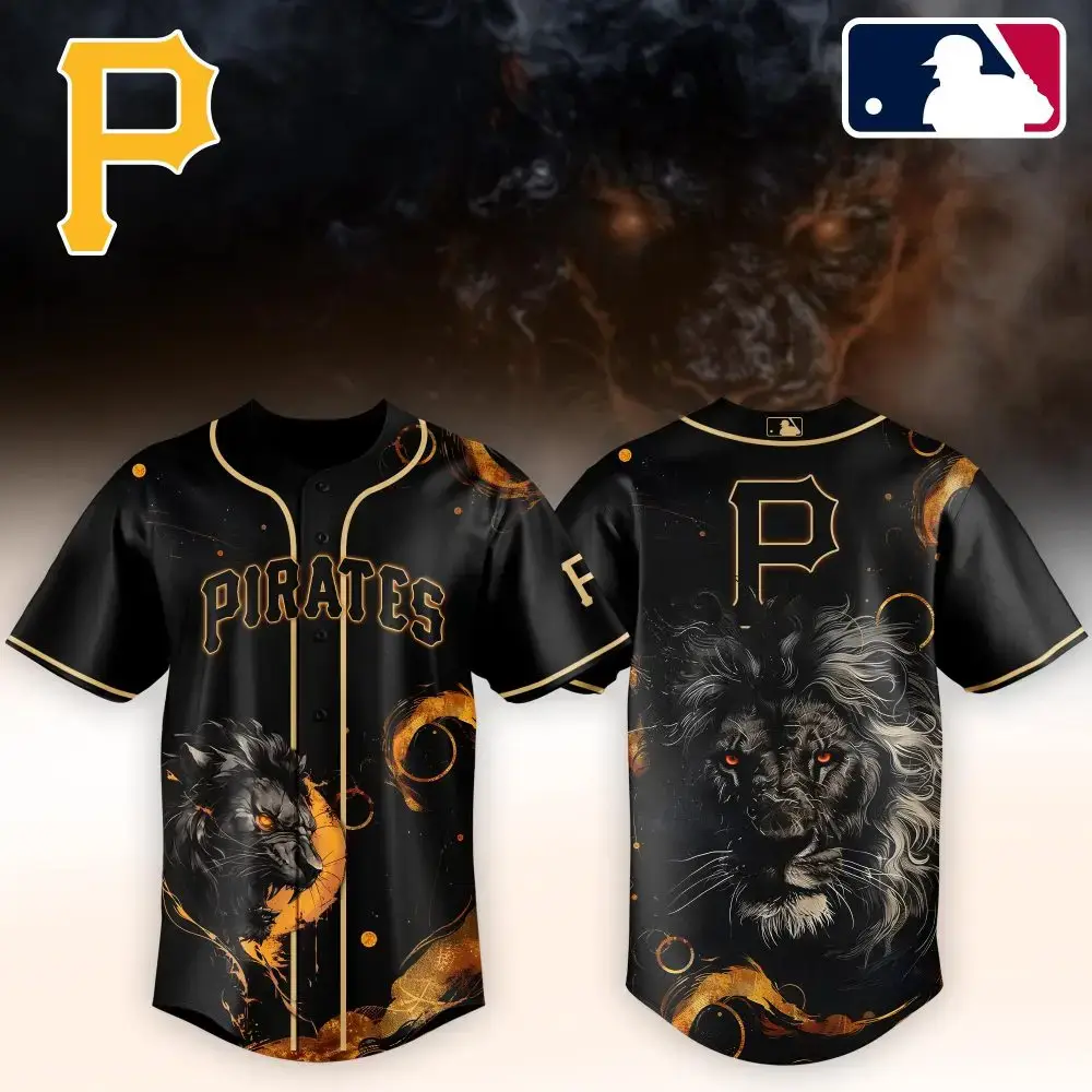 Pirates Black Lion Roar Baseball Jersey – Bold Design, Perfect Fit, Unleash Your Team Spirit! Image