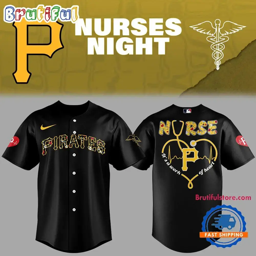 Pittsburgh Pirates Baseball NURSES NIGHT Black Jersey Shirt Image