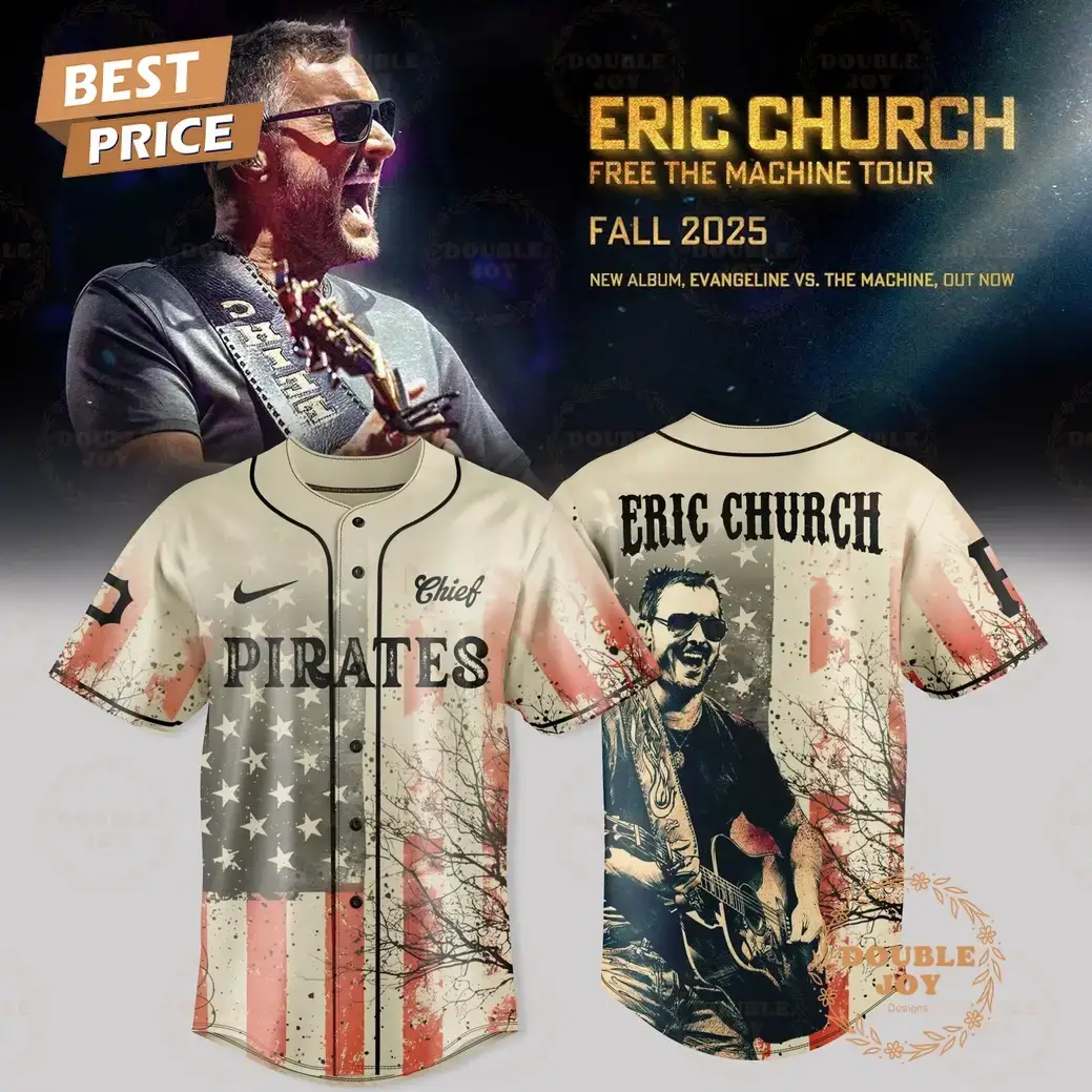 Pittsburgh Pirates x Eric Church Tour 2025 Free the Machine Baseball Jersey Image