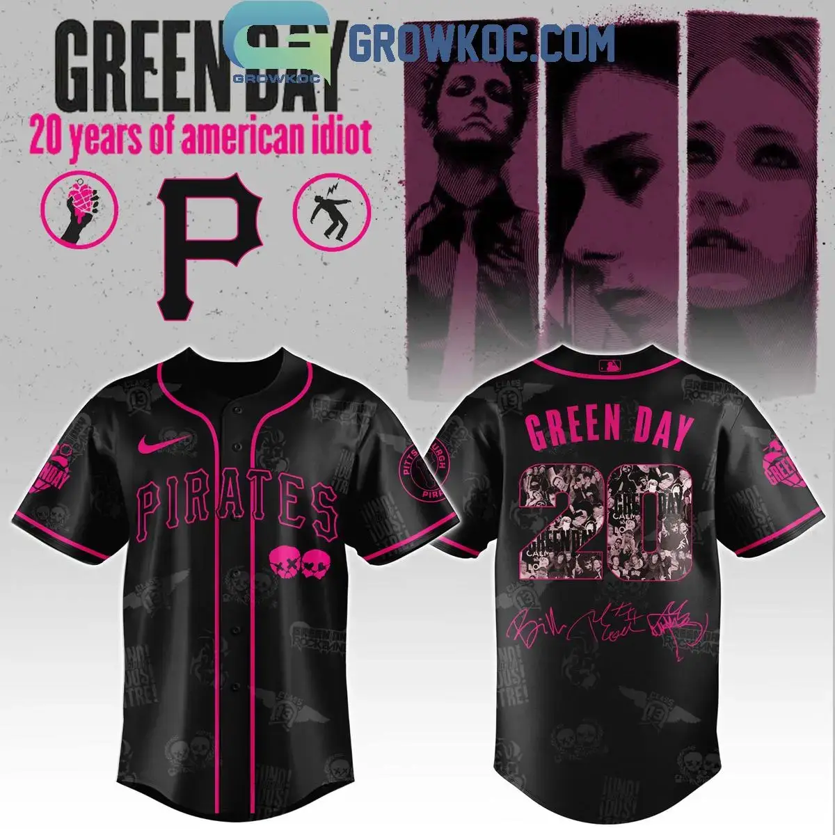Pittsburgh Pirates x Green Day 20 Years Of American Idiot 2025 Jersey Image