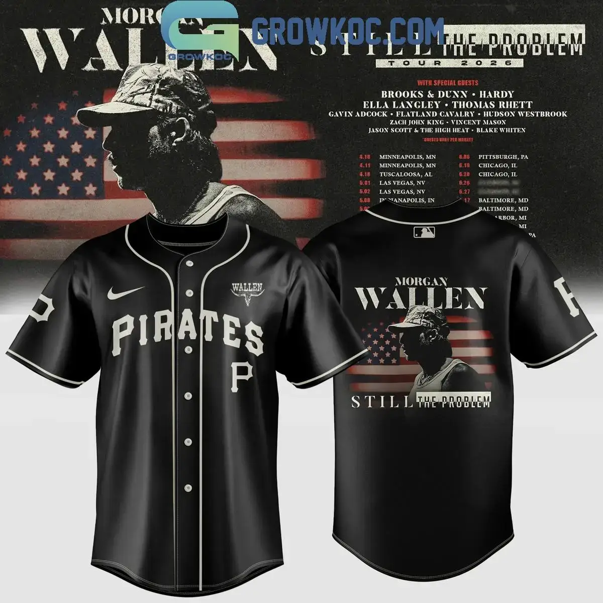 Pittsburgh Pirates x Morgan Wallen Still The Problem Tour 2026 Jersey Image