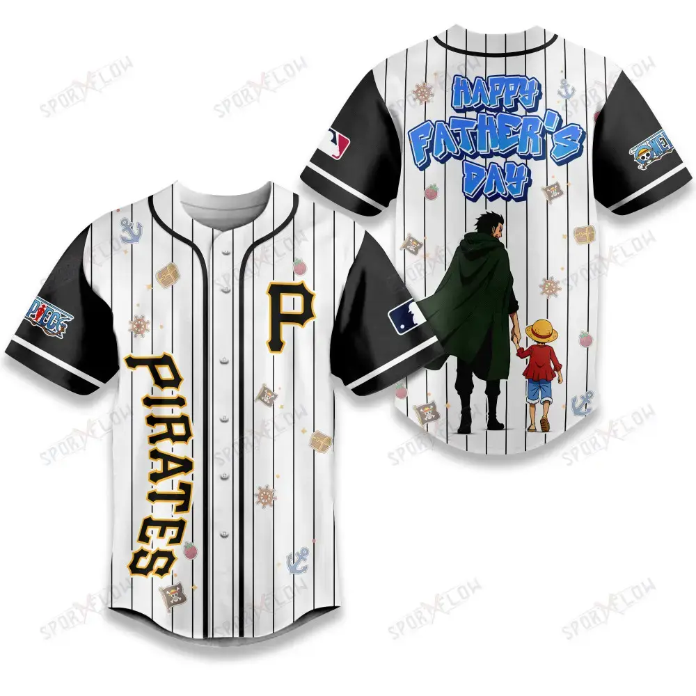 Pittsburgh Pirates X One Piece Dragon & Luffy Dad Baseball Jersey Image