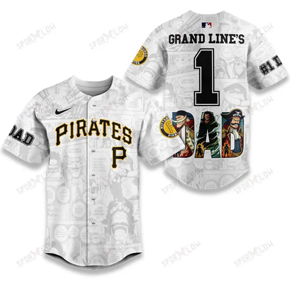 Pittsburgh Pirates X One Piece Grand Line'S #1 Dad Custom Baseball Jersey Image