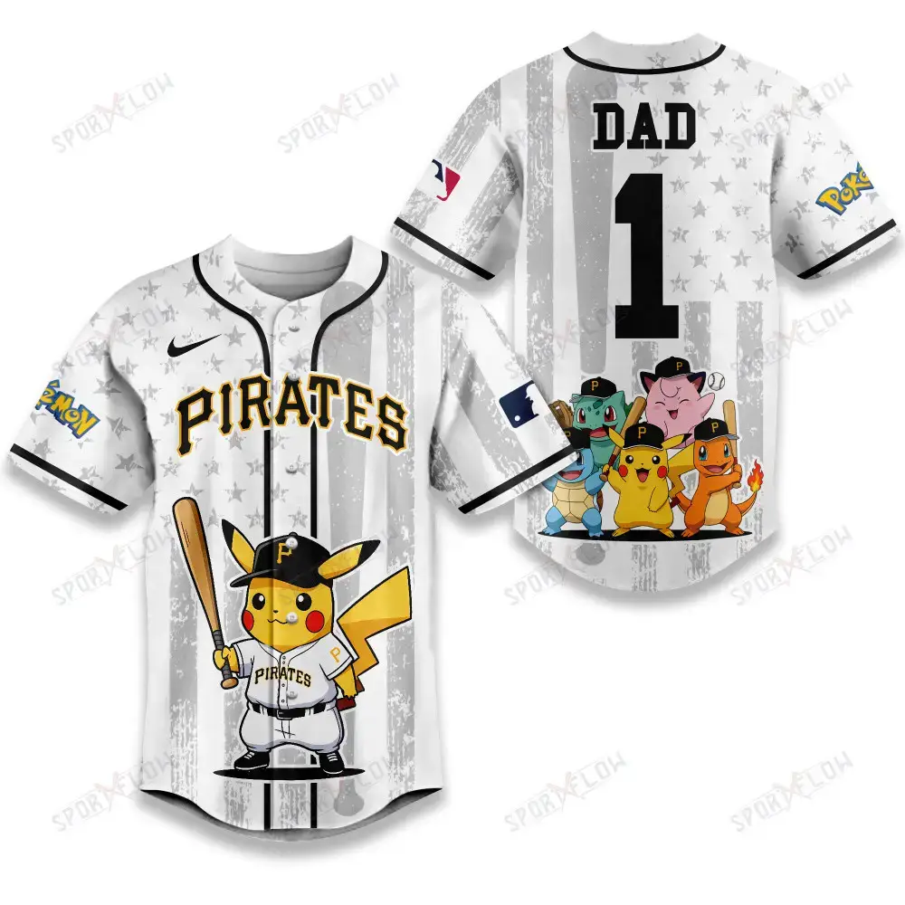 Pittsburgh Pirates X Pokemon Night Dad Edition Baseball Jersey Image