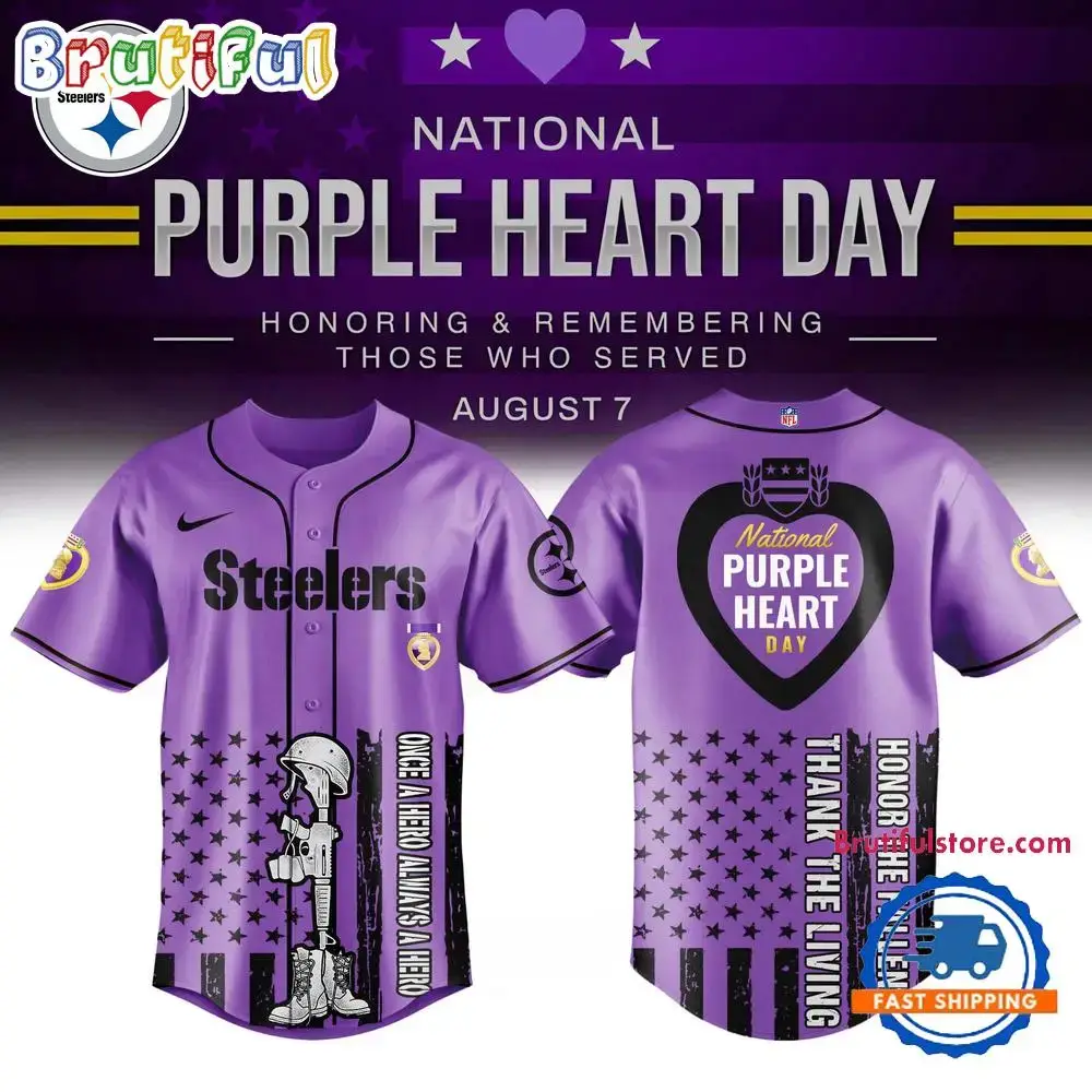 Pittsburgh Steelers Purple Heart Day Limited Edition Baseball Jersey Image