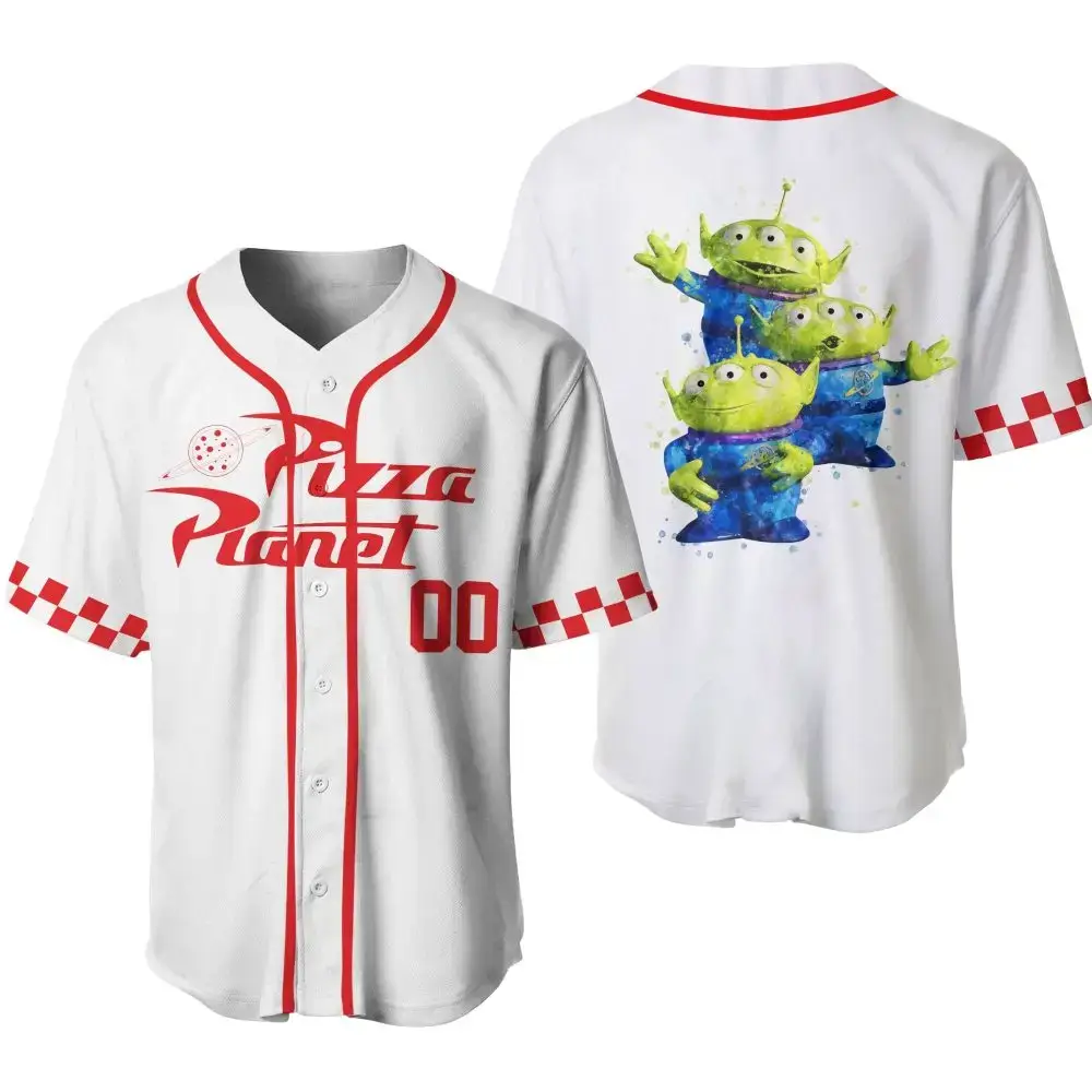 Pizza Planet Baseball Jersey - Fun Alien Design, Unisex, Perfect For Fans! Image
