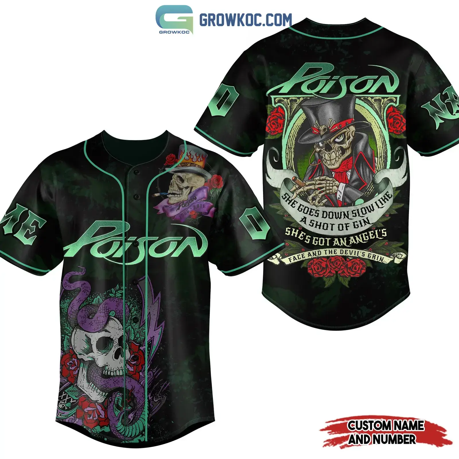 Poison She Goes Down Slow Like A Shot Of Gin Personalized Baseball Jersey Image