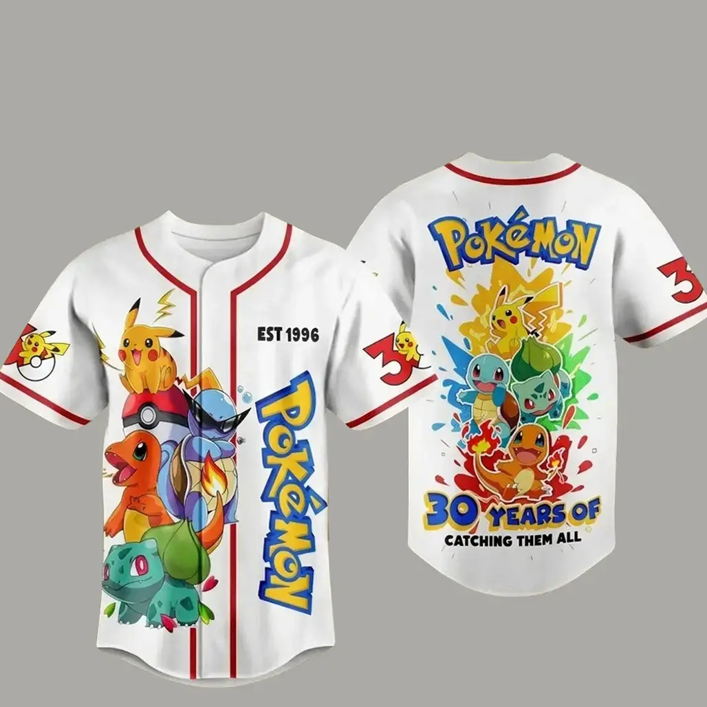 Pokemon 30 Years of Catching Them All Baseball Jersey 2026 Image