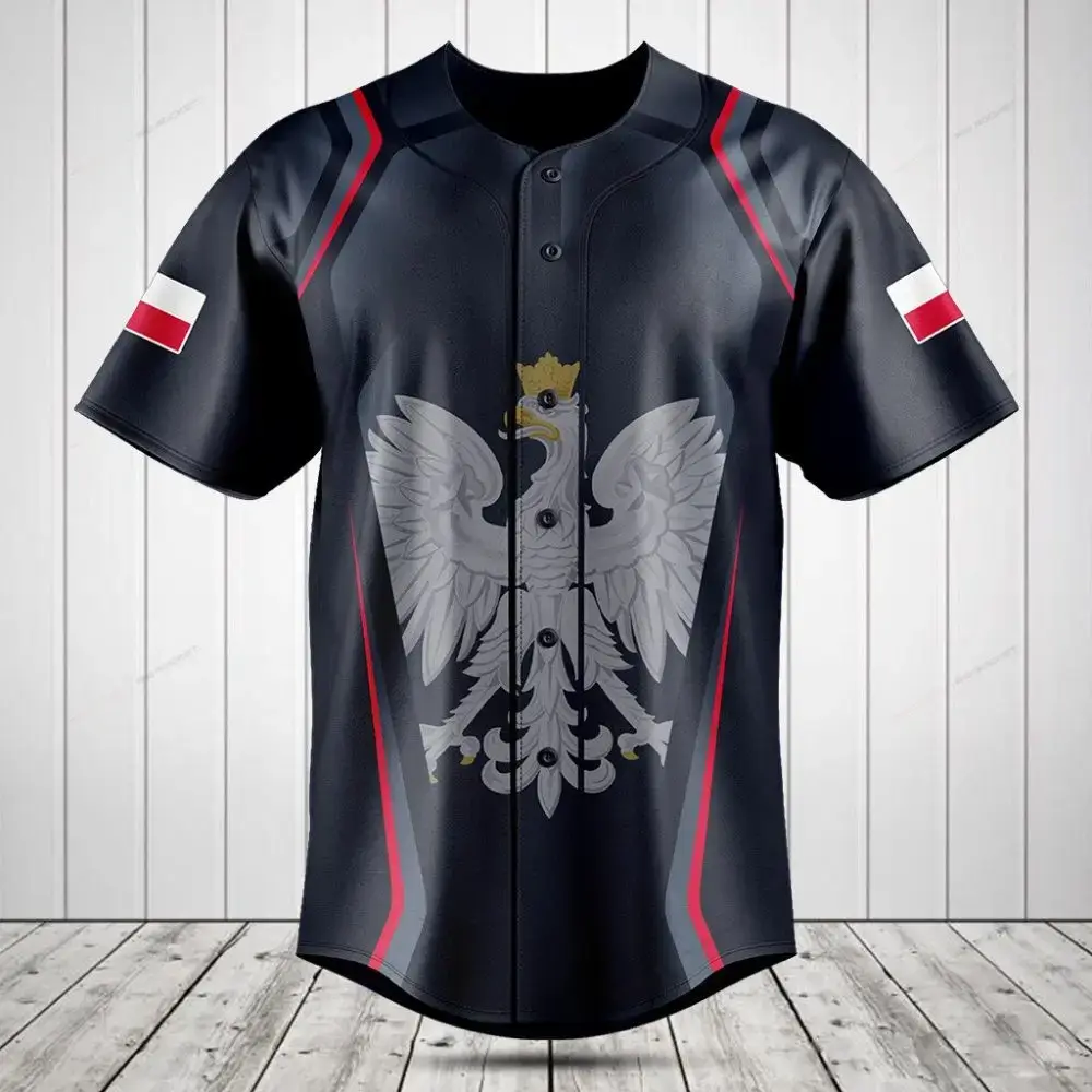 Polish Eagle Baseball Jersey - Stylish Black & Red Design - Premium Quality, Perfect For Fans! Image