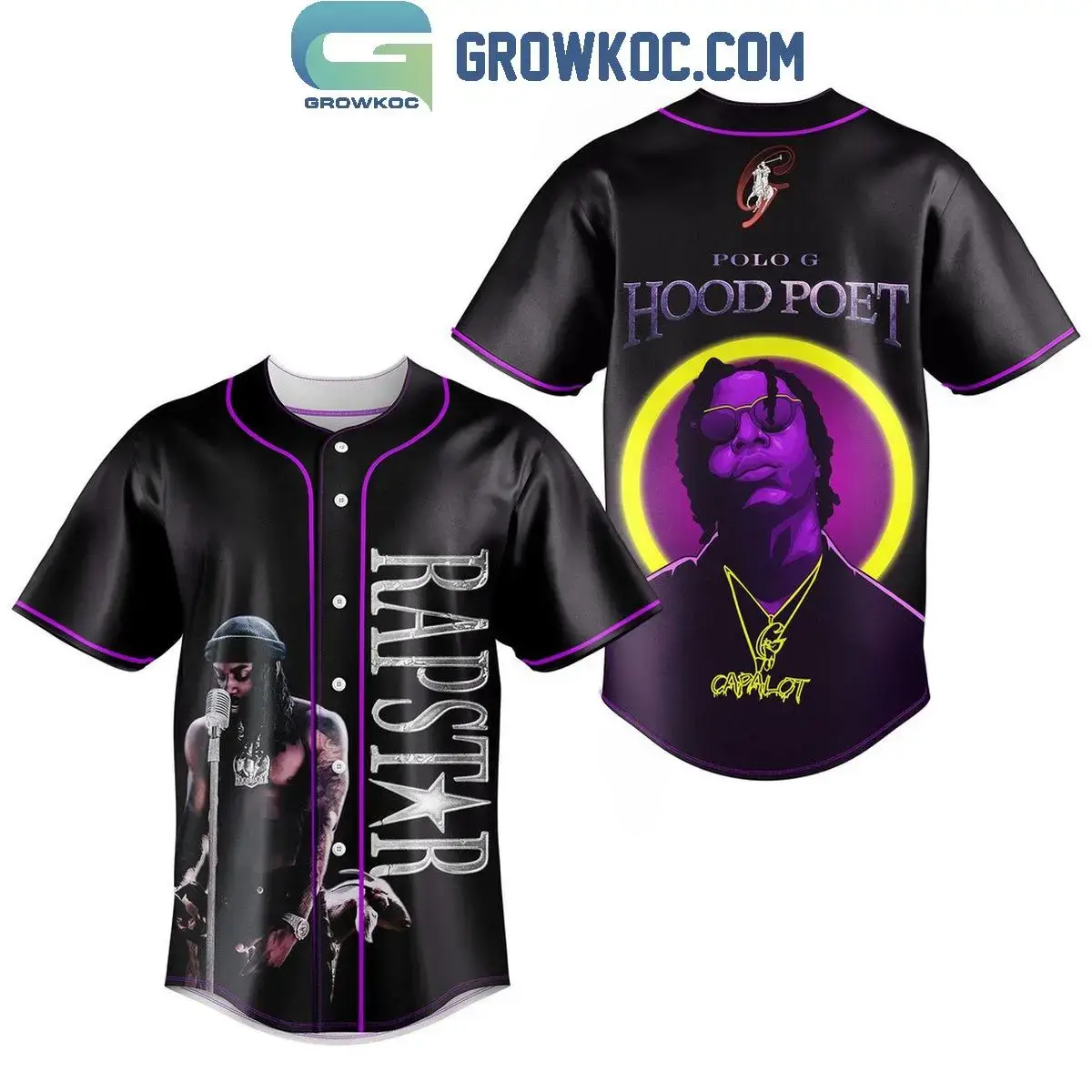 Polo G Hood Poet Rap Star Baseball Jersey Image