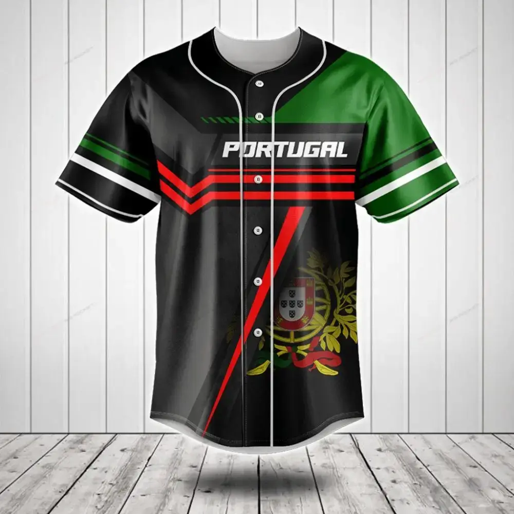 Portugal Pride Baseball Jersey – Stylish Black & Green Fan Gear, Limited Edition Image