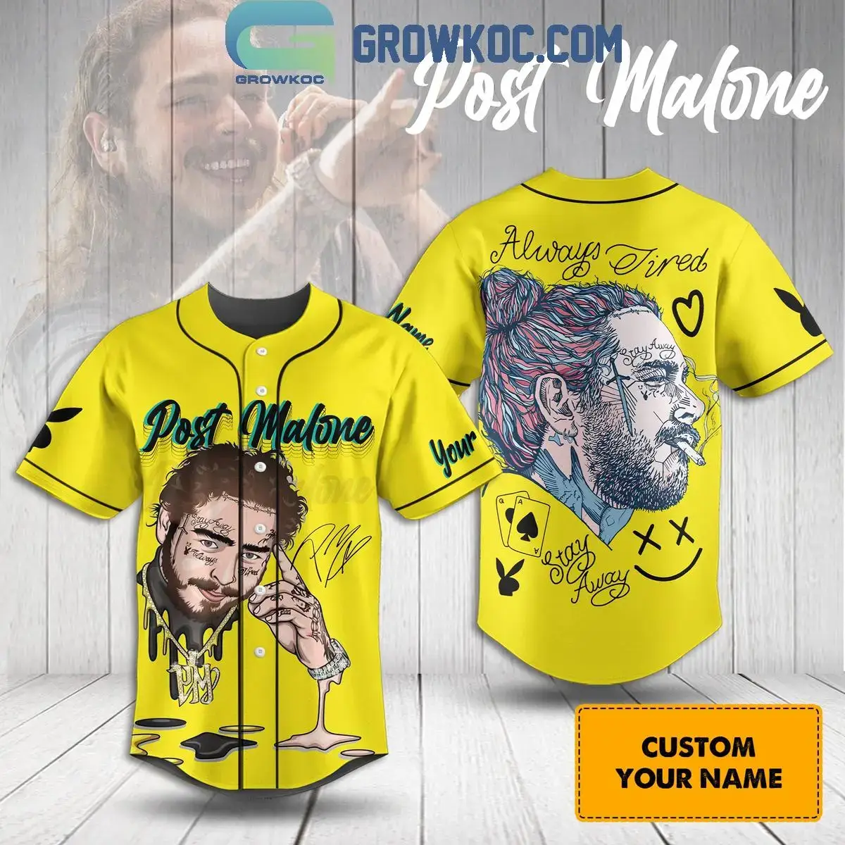 Post Malone Always Tired Stay Away Personalized Baseball Jersey Image