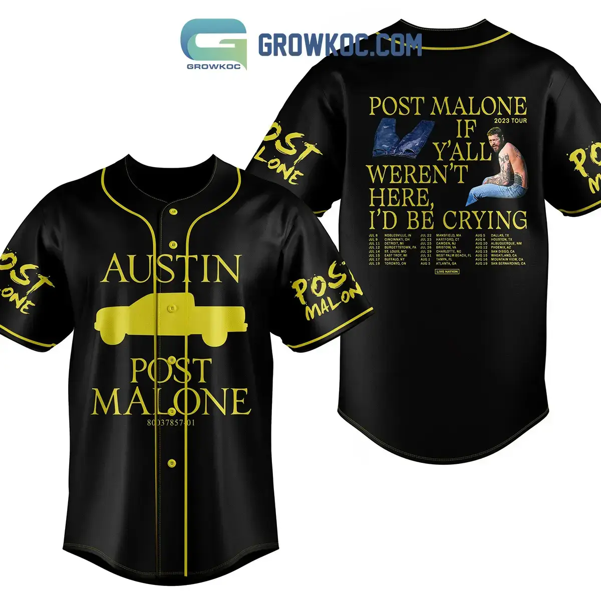 Post Malone Austin I'd Be Crying Personalized Baseball Jersey Image