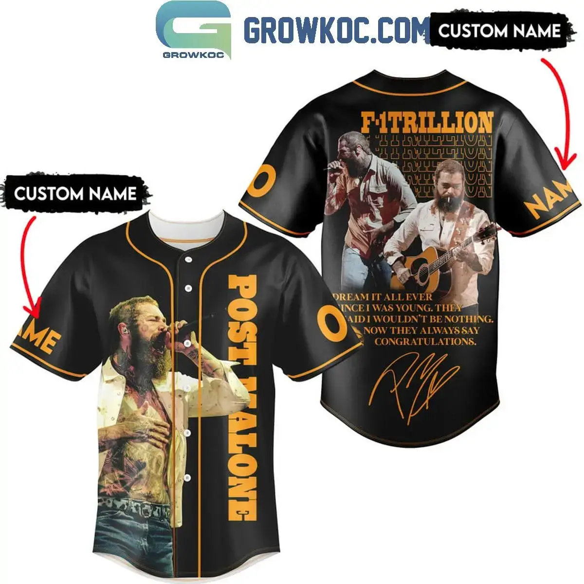 Post Malone I Dream It All Ever Since I Was Young Personalized Baseball Jersey Image