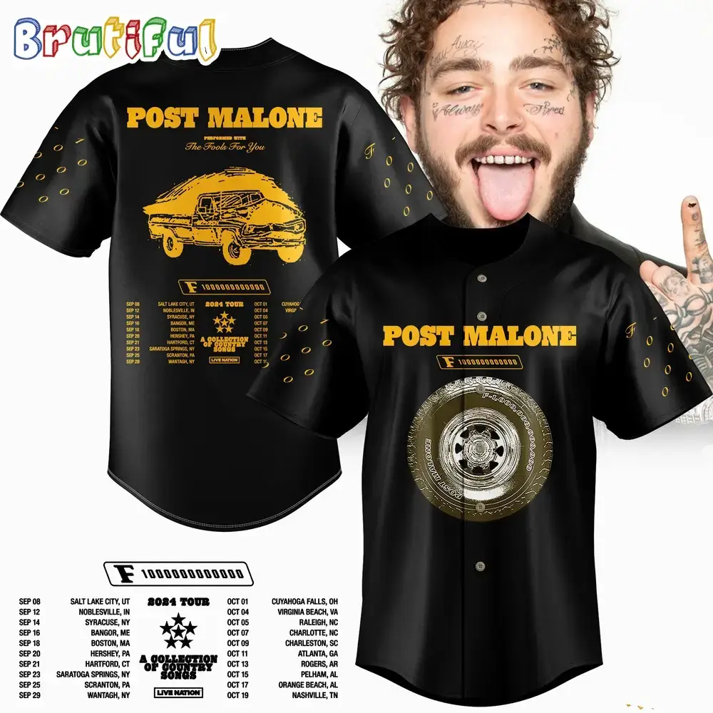Post Malone The F-1 Trillion Tour 2024 Baseball Jersey Image