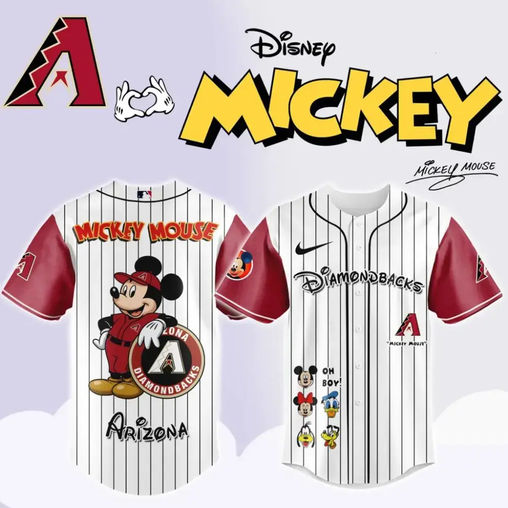 Premium Mlb Arizona Diamondbacks X Mickey Mouse And Friends Custom Baseball Jersey Image