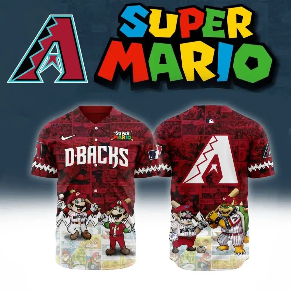 Premium Mlb Arizona Diamondbacks X Super Mario Custom Baseball Jersey Image