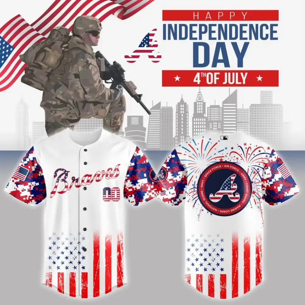 Premium Mlb Atlanta Braves Special The 4Th Of July Military Custom Baseball Jersey Image