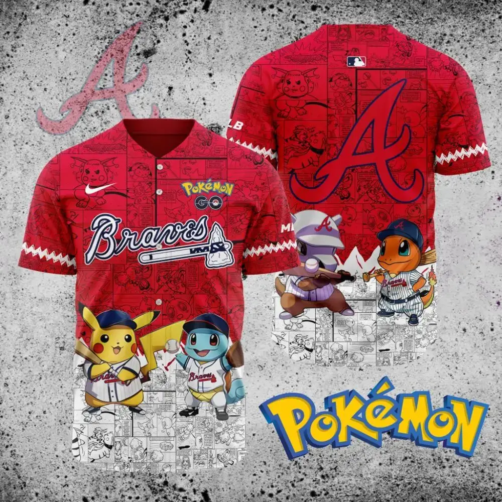 Premium Mlb Atlanta Braves X Pokemon Custom Baseball Jersey Image