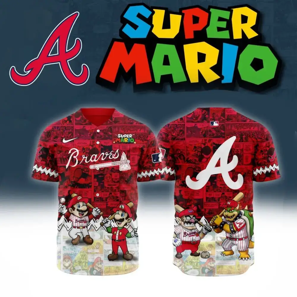 Premium Mlb Atlanta Braves X Super Mario Custom Baseball Jersey Image