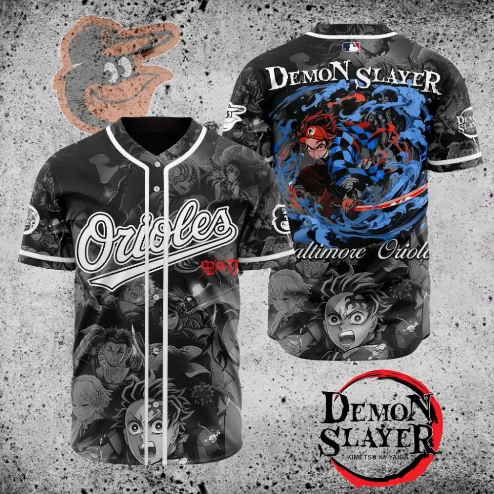 Premium Mlb Baltimore Orioles X Demon Slayer Custom Baseball Jersey Image