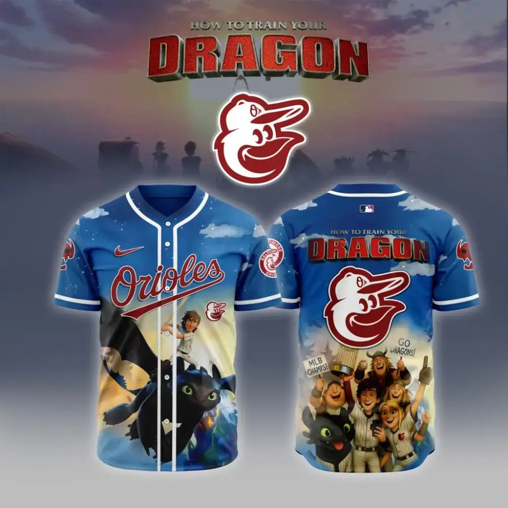 Premium Mlb Baltimore Orioles X How To Train Your Dragon Custom Baseball Jersey Image