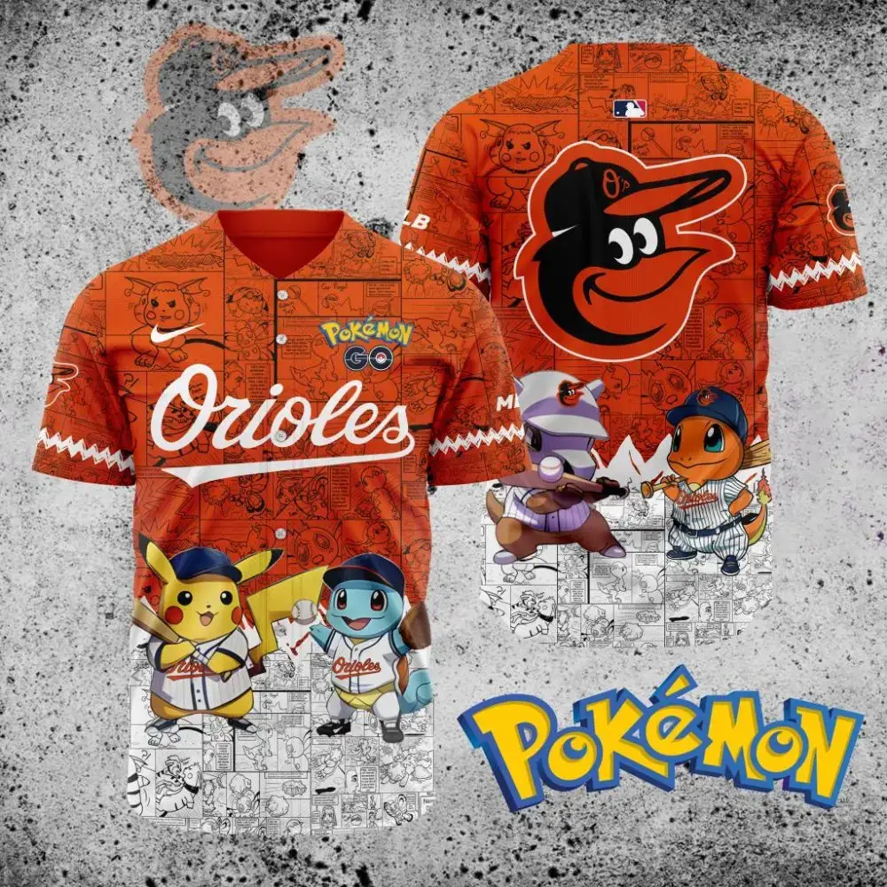 Premium Mlb Baltimore Orioles X Pokemon Custom Baseball Jersey Image