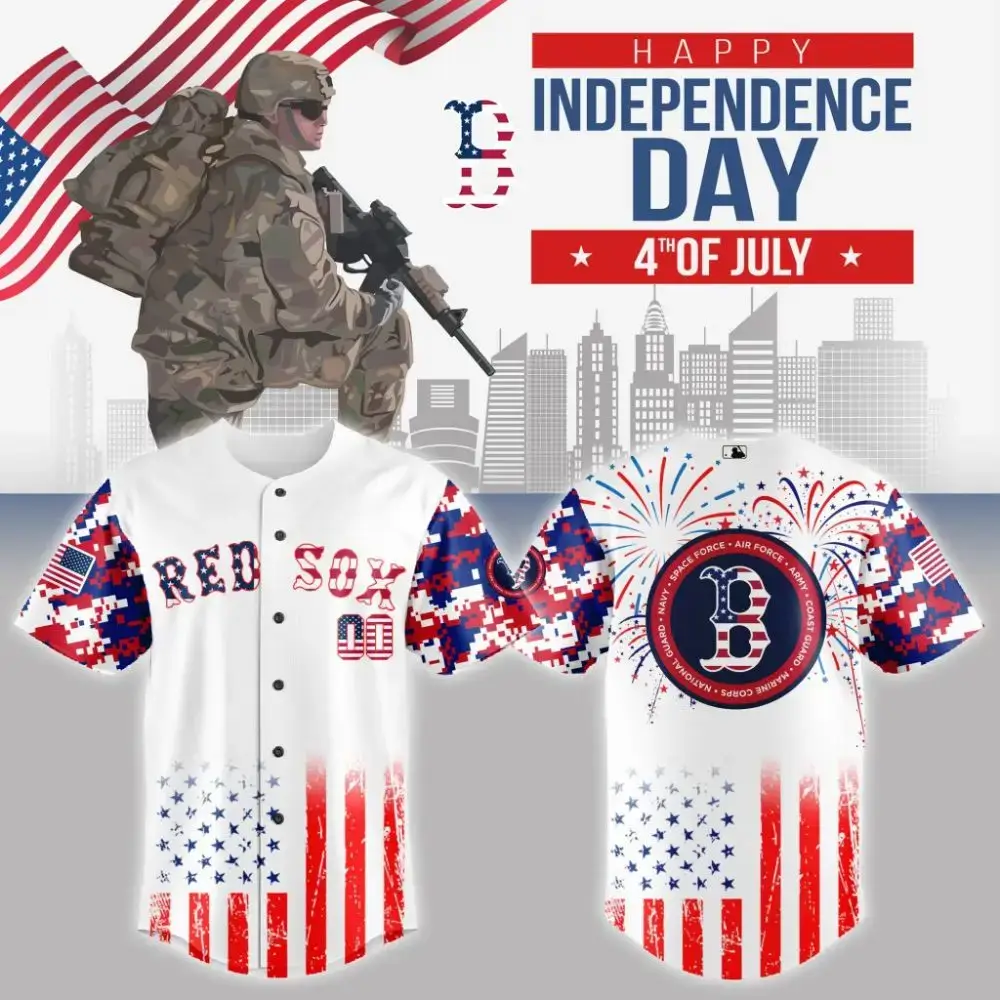 Premium Mlb Boston Red Sox Special The 4Th Of July Military Custom Baseball Jersey Image