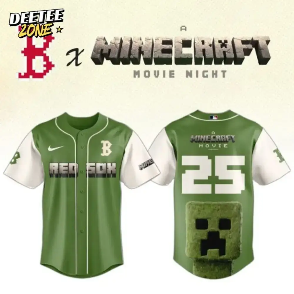 Premium Mlb Boston Red Sox X A Minecraft Movie Custom Baseball Jersey Image
