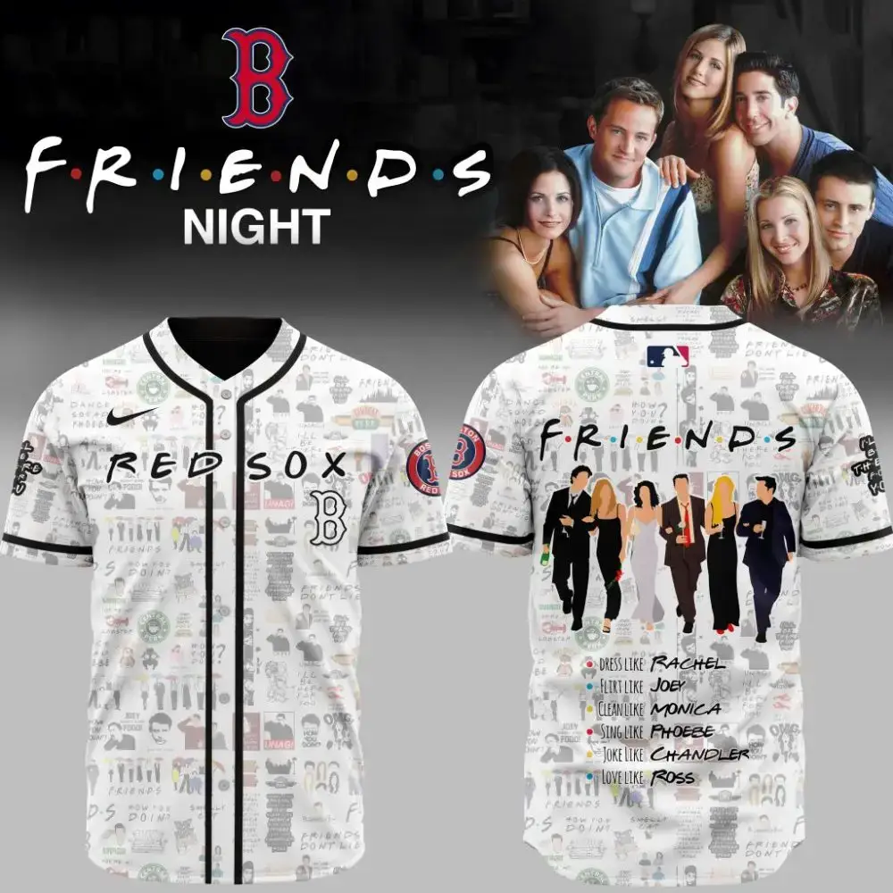 Premium Mlb Boston Red Sox X Friends Custom Baseball Jersey Image