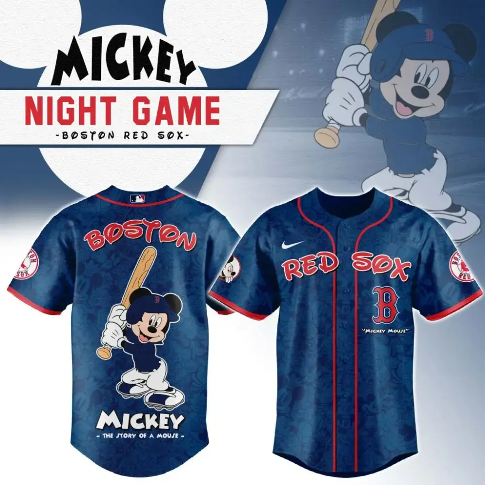 Premium Mlb Boston Red Sox X Mickey Mouse Custom Baseball Jersey Image