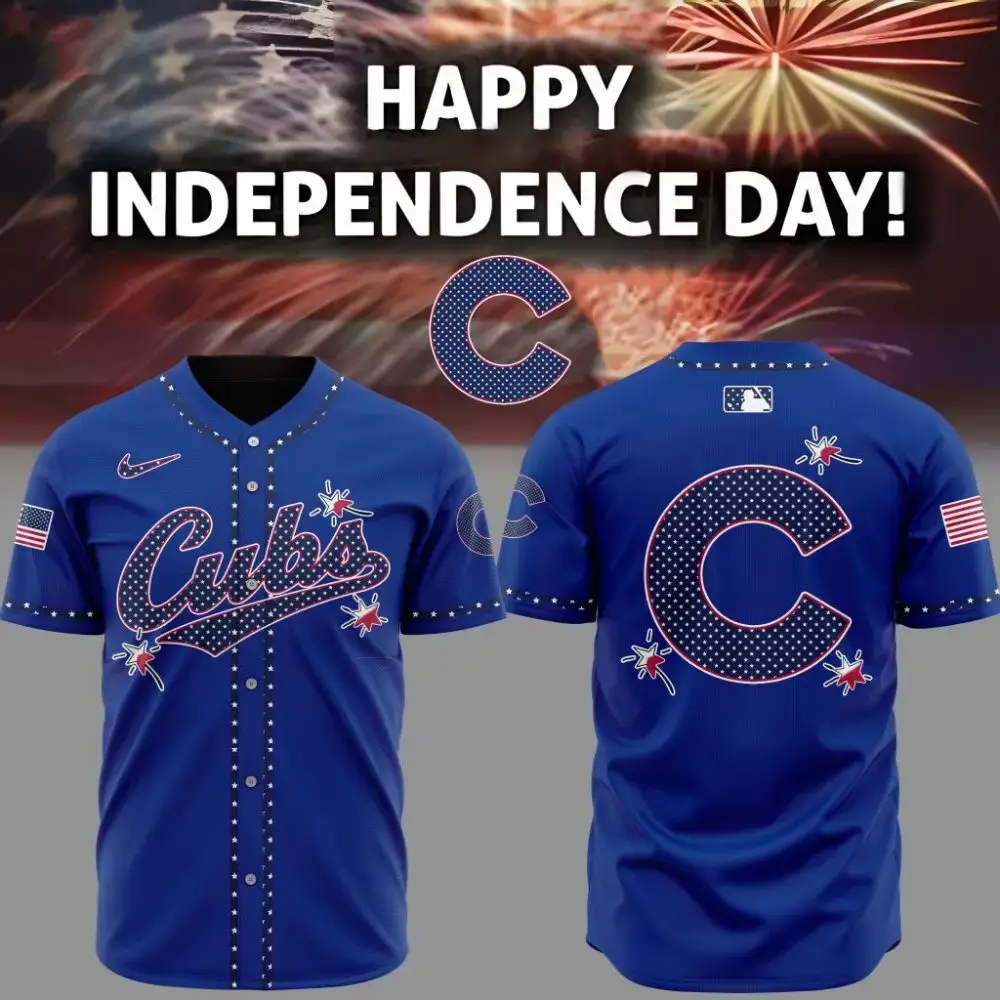 Premium Mlb Chicago Cubs Happy Independence Day Custom Baseball Jersey Image