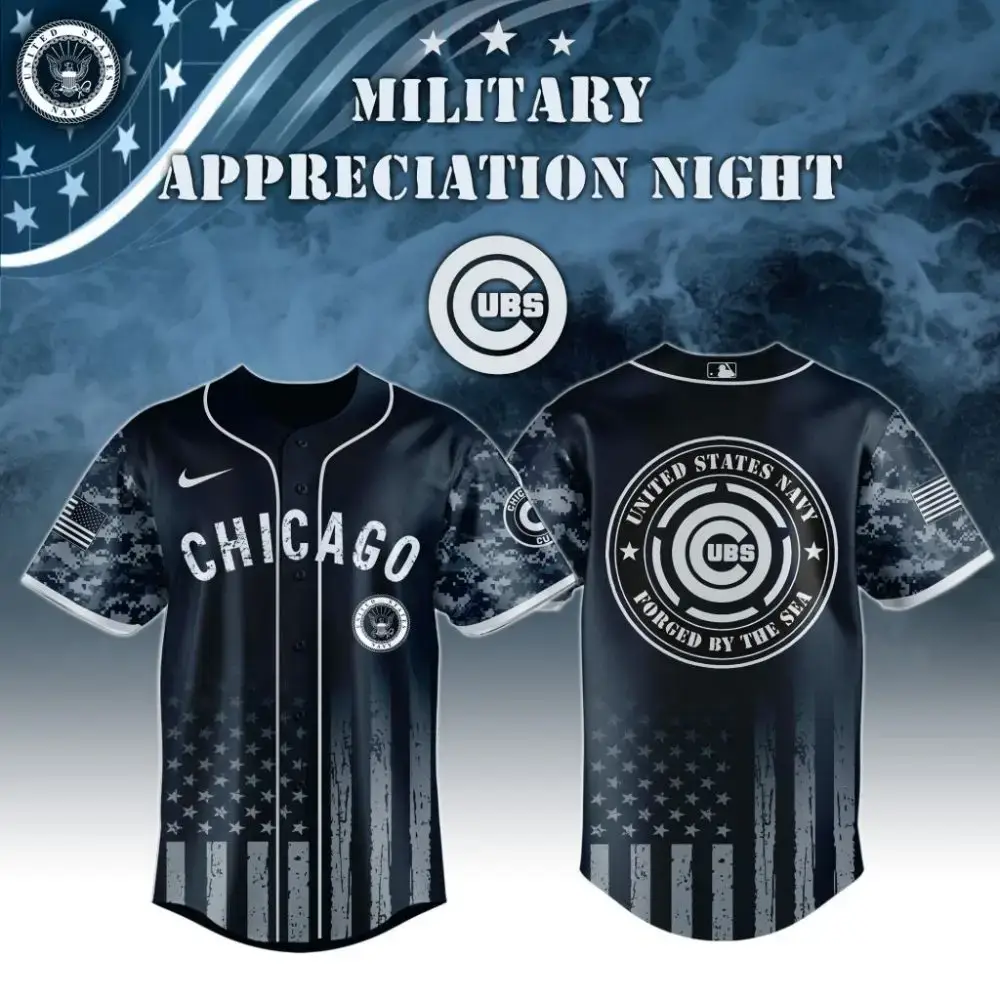 Premium Mlb Chicago Cubs Navy Military Appreciation Custom Baseball Jersey Image