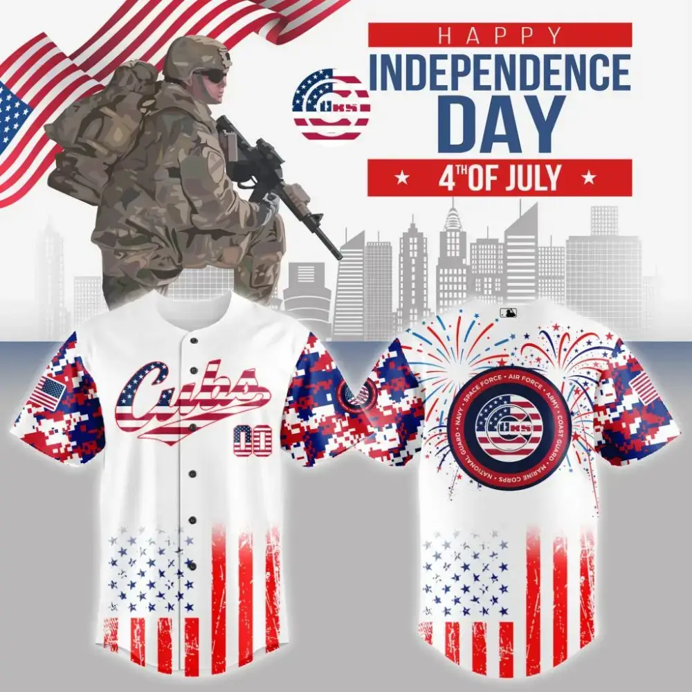 Premium Mlb Chicago Cubs Special The 4Th Of July Military Custom Baseball Jersey Image