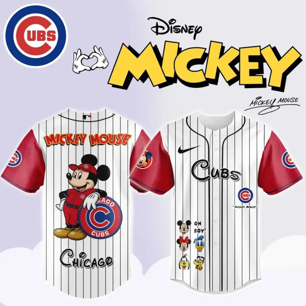 Premium Mlb Chicago Cubs X Mickey Mouse And Friends Custom Baseball Jersey Image