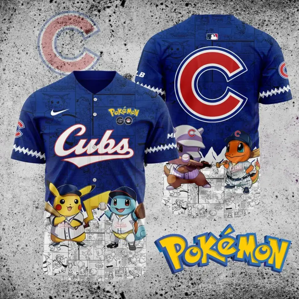 Premium Mlb Chicago Cubs X Pokemon Custom Baseball Jersey Image